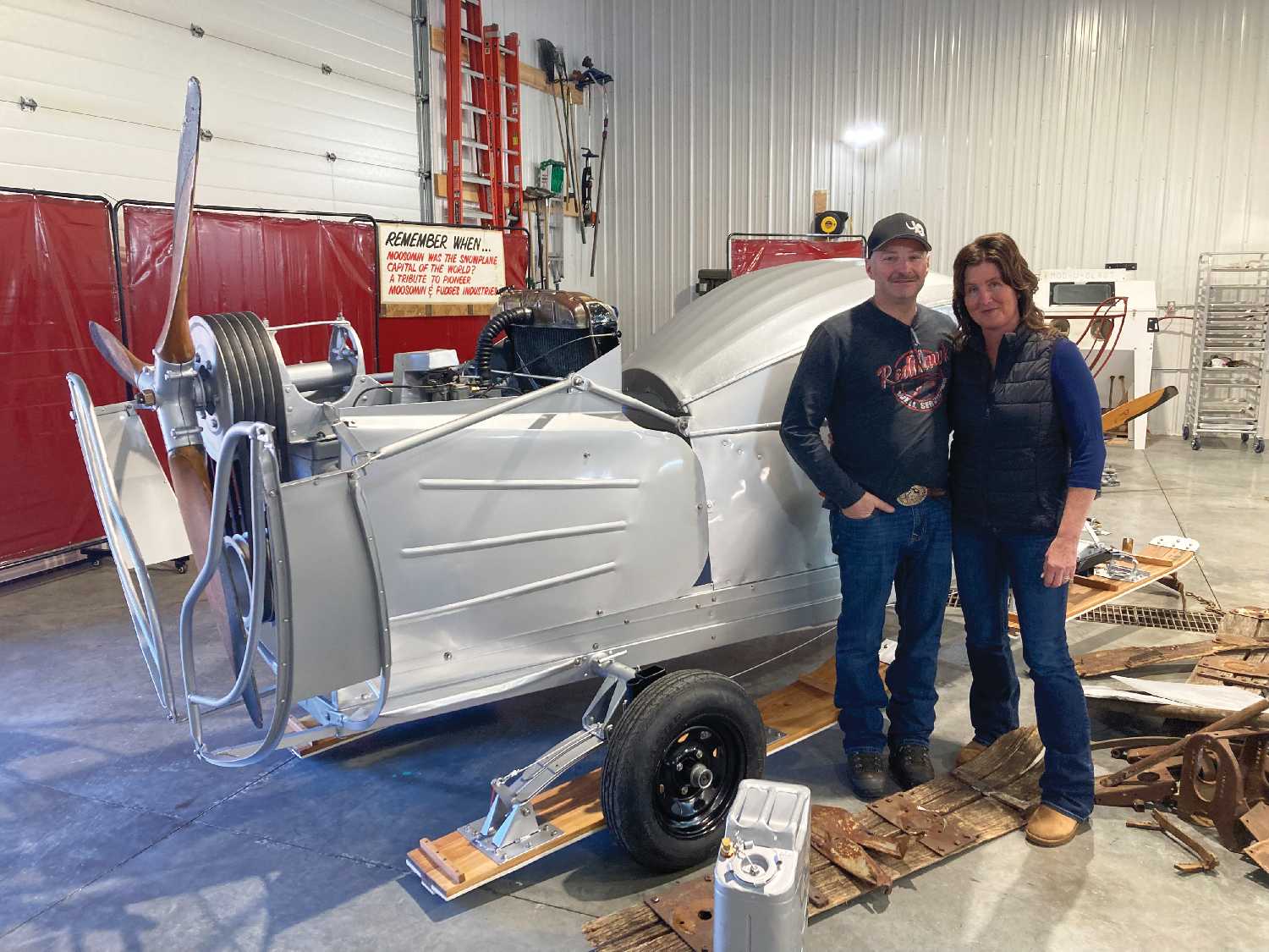 Darrell Hunter and Lisl Gunderman with Dr. Galloway’s Delivery Wagon, nearly restored.